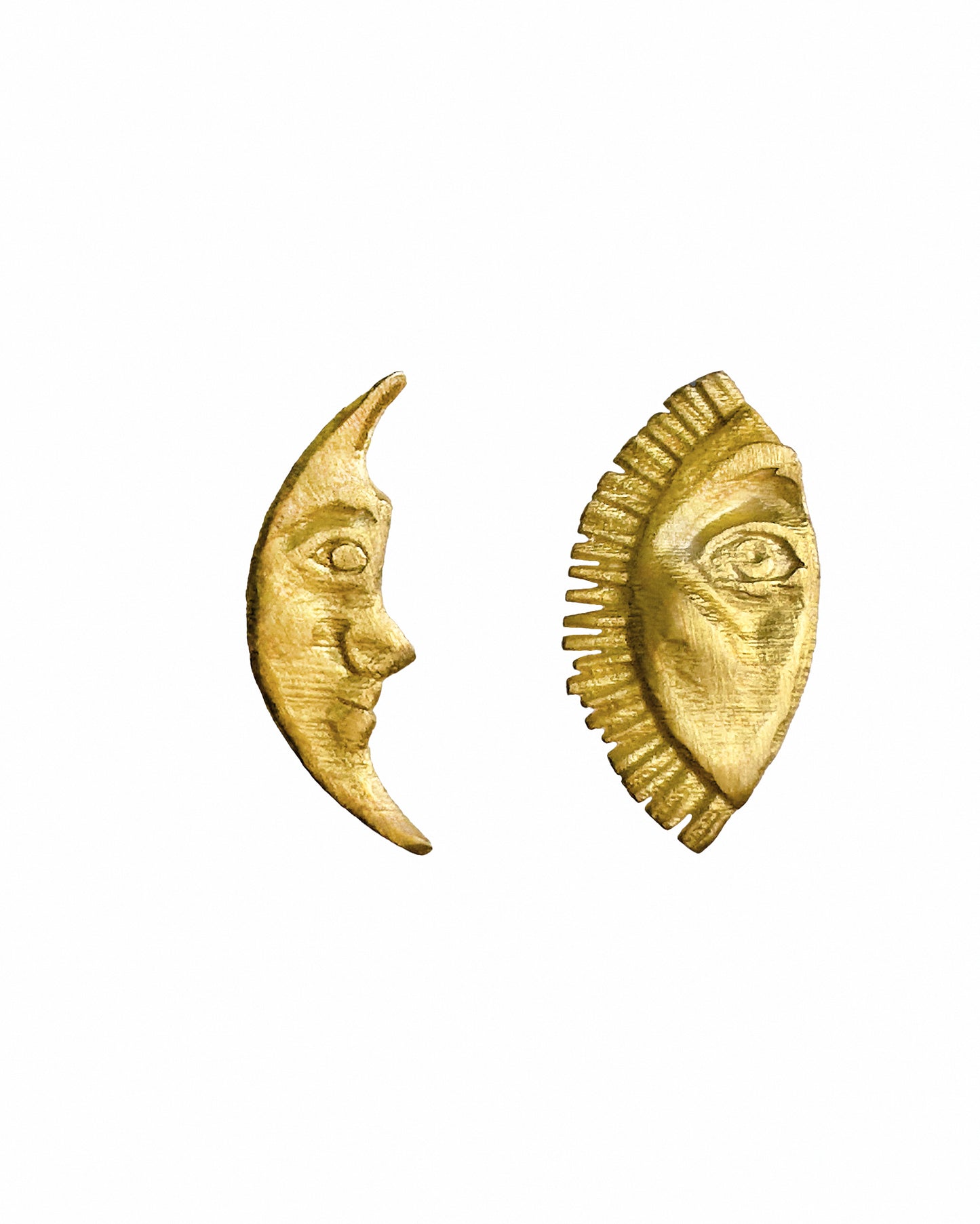 Sun and Moon Asymmetric Stud Earrings